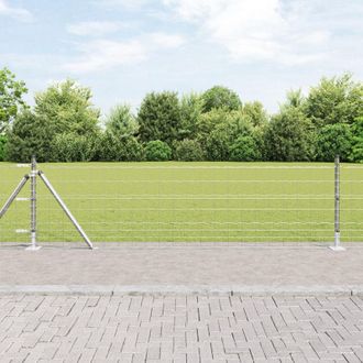 Berkfield Home Euro Fence with 13 Flanged Posts 0.6x25 m Galvanised Steel in Silver