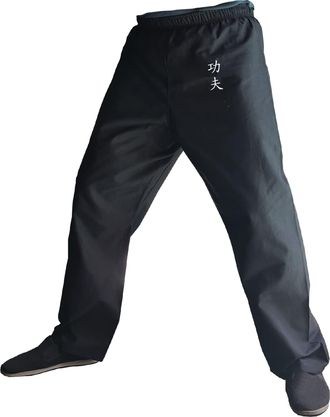 Tao TA0 Kung Fu Pants Martial Arts Kimono for Men and Women, Wing Chun Trousers Cotton 100% (Kung Fu Black, XL)