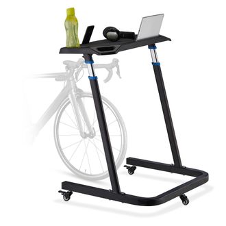 Relaxdays Relaxdays - Mesa Rodillo Bicicleta, Soporte Para Trabajar De Pie, Altura Regulable, Alto De Entre 88-125 Cm, Negro