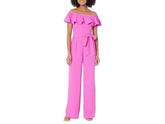 Lilly Pulitzer Jood Off-the-Shoulder Jumpsuit Womens Jumpsuit & Rompers One Piece Wild Fuchsia : 2, Polyester