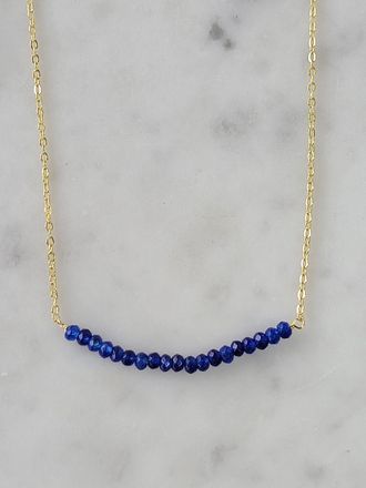 A Blonde and Her Bag Michelle Bar Necklace in Sapphire