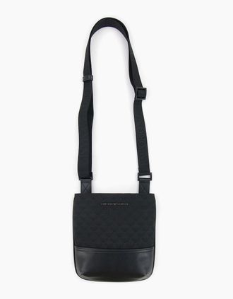 Emporio Armani Mens Emporio Armani Jacquard Monogram Flat Messenger Bag Black/black - Size: OS