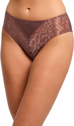 Montelle Intimates Lace Trim High Leg Briefs in Woodrose at Nordstrom, Size Xx-Large