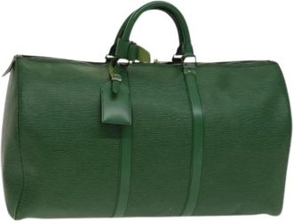 Louis Vuitton Vintage, unisex, Groen, ONE Size, Leer, Pre-owned Vintage Weekendtas