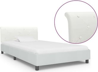vidaXL Estructura De Cama De Cuero Sint&eacute;tico Blanco 100x200 Cm
