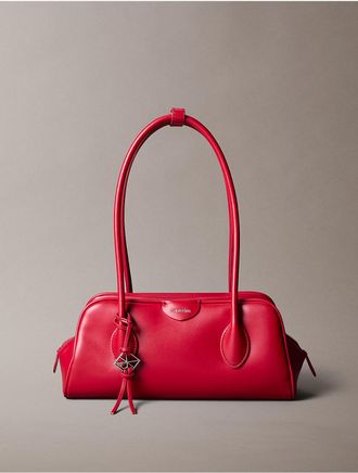 Calvin Klein Womens Emblem Logo Mini Shoulder Bag - Red