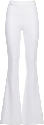 Elisabetta Franchi White Metal Logo Side-Zip Straight-Leg Pants