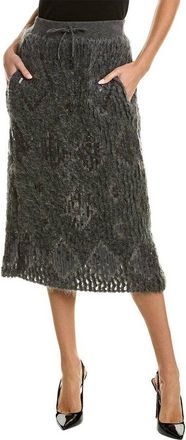 Brunello Cucinelli Dark Gray Textured Midi Skirt, Size Medium