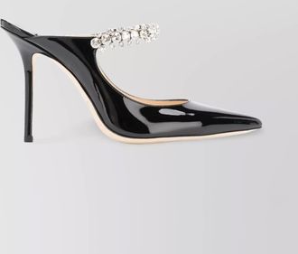 Jimmy Choo London patent leather crystal-embellished pointed-toe mules