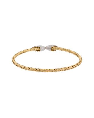 Meshmerise 18K Over Silver 0.1 Ct. Tw. Diamond Mesh Bangle Bracelet