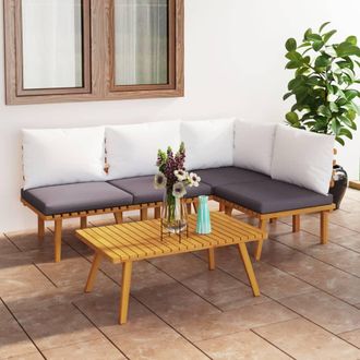 vidaXL Vidaxl - Muebles De Jard&iacute;n 5 Piezas Con Cojines Madera Maciza De Acacia