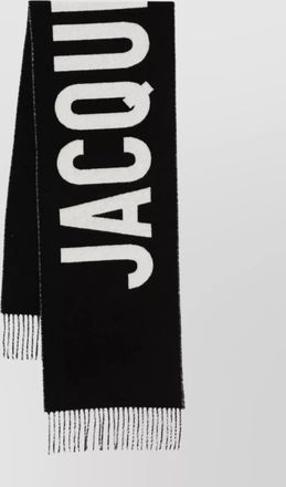 Jacquemus virgin wool logo-intarsia fringed scarf