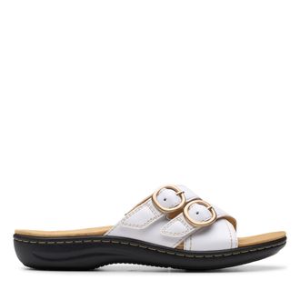 Clarks Womens Heritage Casual Flat Sandal, White Leather, 8.5 Narrow