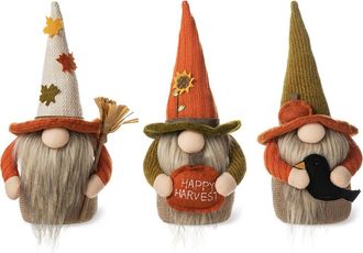 Glitzhome Set of 3 Fall Fabric Gnomes in Orange at Nordstrom, Size Medium
