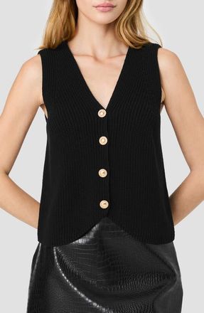 French Connection Mozart Rib V-Neck Vest in Black at Nordstrom, Size X-Large