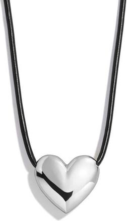 BaubleBar Millie Bubble Heart Cord Necklace in Silver at Nordstrom