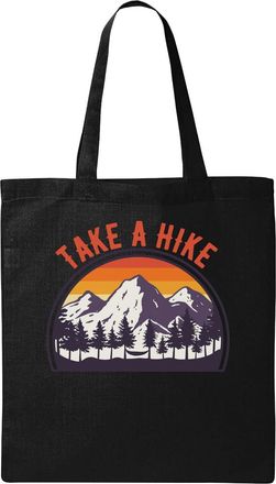 Generic Take A Hike Sunset Mountains Natural Ecological Cotton Tote Bag Black