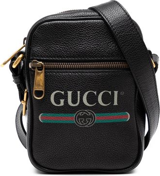 Gucci Pre-owned Womens Mini Grained Calfskin Logo Crossbody - Black Leather - One Size