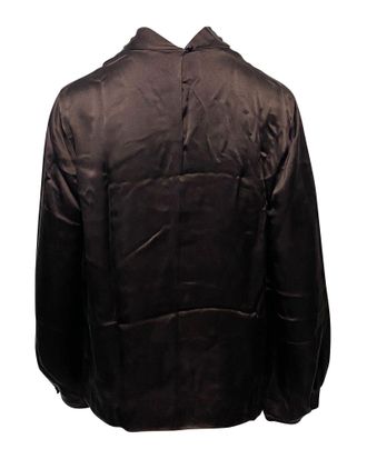 Vince Twist Neck Blouse in Brown Silk