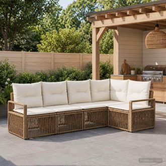 vidaXL Vidaxl Set Divano Da Giardino 5 Pz Beige Polyrattan