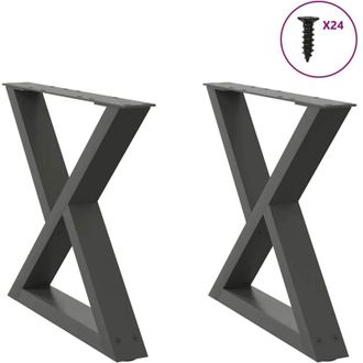 vidaXL Vidaxl - Patas Para Mesa De Centro (2 Unidades), Antracita, 60 X (42-43,3) Cm, Acero