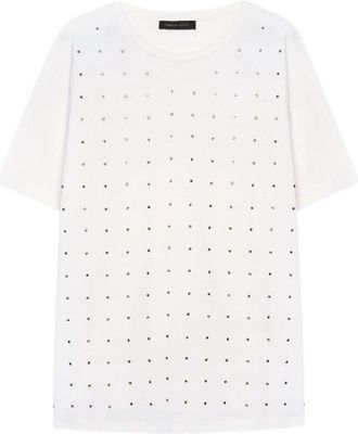 Fiorella Rubino Jersey T-shirt met studs - Dames - T-shirts - Wit - XL - Katoen - Tops