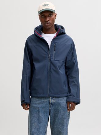 Jack & Jones Softshelljacke JACK & JONES JJNORTH SOFTSHELL JACKET, Herren, Gr. XXL, navy blazer, Web, Obermaterial: 100% Polyester, kontrastfarbene Details, unifar