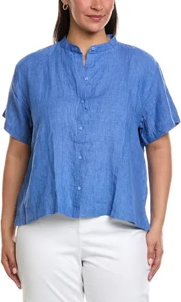 Eileen Fisher Mandarin Collar Linen Shirt