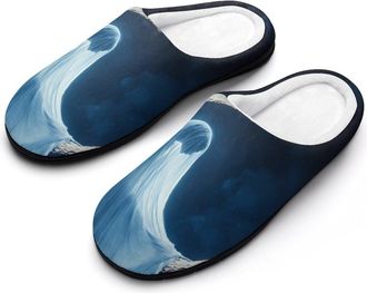 Generic Ghostly Woman In The Moon Cotton Slippers for Women Indoor Outdoor Slipper Slip-On Memory Foam Home Shoes