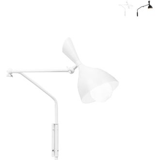 Luce-Ambiente-Design Applique MORGAN in metallo bianco con interruttore e presa