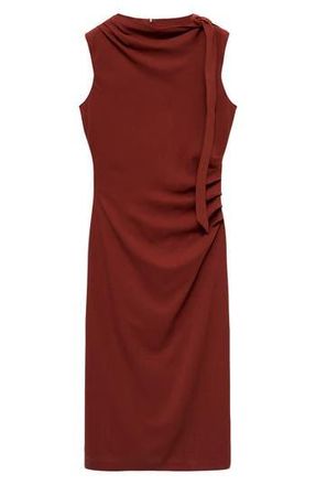 Mango Pleated Drape Sleeveless Maxi Dress in Burnt Orange at Nordstrom Rack, Size 2