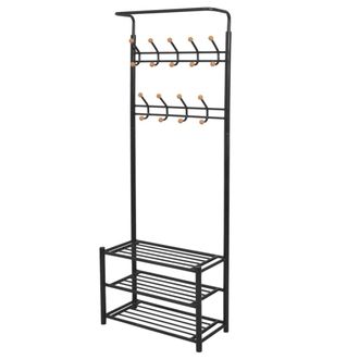 vidaXL Vidaxl - Perchero De Ropa Con Repisa Para Zapatos 68x32x182,5 Cm Negro