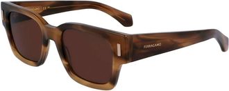 Ferragamo Bruine Acetaat Zonnebril