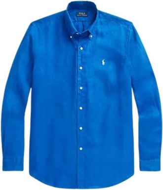 Polo Ralph Lauren Slim Linnen Overhemd - Heren - Casual Overhemden - Blauw - S - Linnen - Overhemden