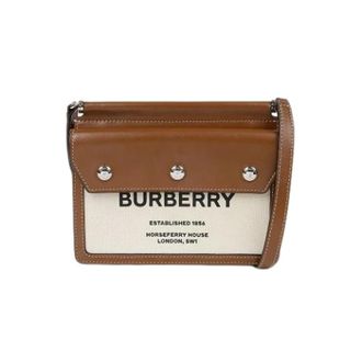 Burberry Pre-owned Cross Body Bags, female, Brown, Size: ONE SIZE Pre-owned Hospeary Title Pocket Shoulder Crossbody Bag