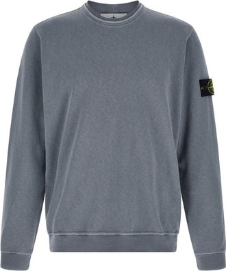Stone Island Blue Brushed Cotton Sweatshirt