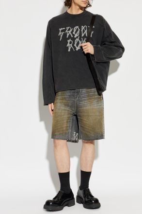 44 Label Group Denim Shorts With A vintage Effect, Mens, Grey