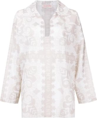 Valentino Garavani Geometric-Print Silk-Cotton Shirt