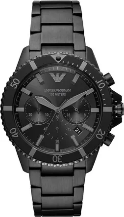 Emporio Armani Accessoires, Heren, Zwart, ONE Size, Duik Chronograaf Horloge