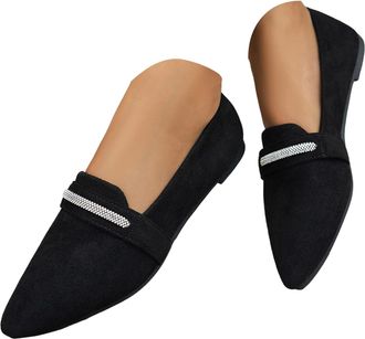 Generic Womens Pointy Toe Loafer Flat Comfortable Faux Suede Work Shoes Slip On Ballet Flats for Women Casual Travel Driving Shoes Womens Lightweight Non-Slip