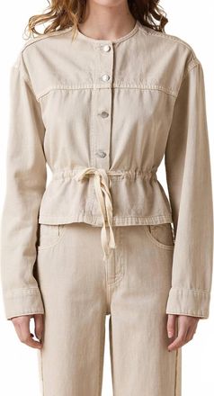 LE JEAN Gracie Embroidered Jacket In Dove