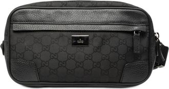 Gucci Black Nylon Leather Pouch Sling Bag (Pre-Owned)