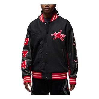 Air Jordan x Awake NY Varsity Jacket Black University Red FQ5439-657