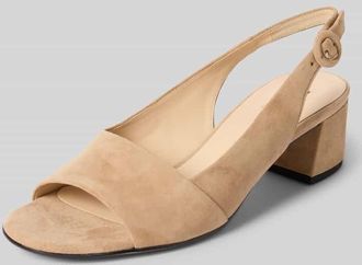 H&ouml;gl Midheels aus Leder mit Blockabsatz in Taupe, Gr&ouml;&szlig;e 36