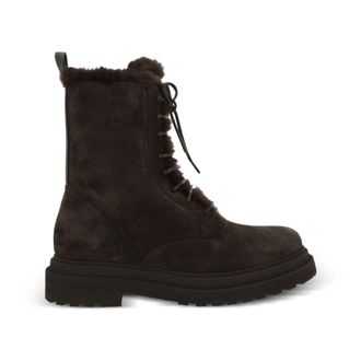 Brunello Cucinelli Lace-up enkellaarsjes - Dames - Schoenen - Bruin - Maat: 40 EU Leer