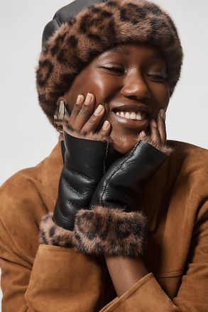 Jocelyn Faux Fur Faux Leather Beanie