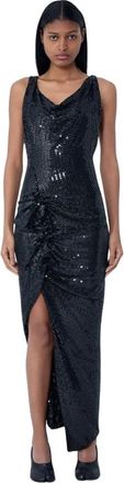 Vivienne Westwood Sequined Cowl Neck Gown - Dames - Feestkleedjes - Zwart - S - Pailletten - Kleedjes