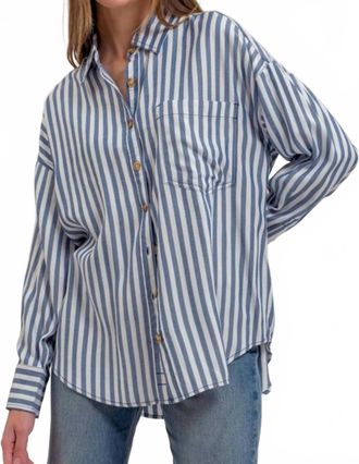Blu Pepper Jemma Long Sleeve Button Front Shirt In Navy