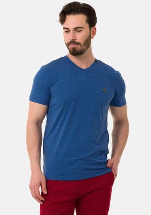 Cipo & Baxx T-Shirt CIPO & BAXX, Herren, Gr. XXL, blau, Jersey, Obermaterial: 50% Baumwolle, 50% Polyester, meliert, slim fit, V-Ausschnitt, Shirts T-Shirt
