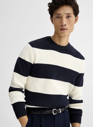 Lindbergh Mens Twin-stripe ribbed sweater